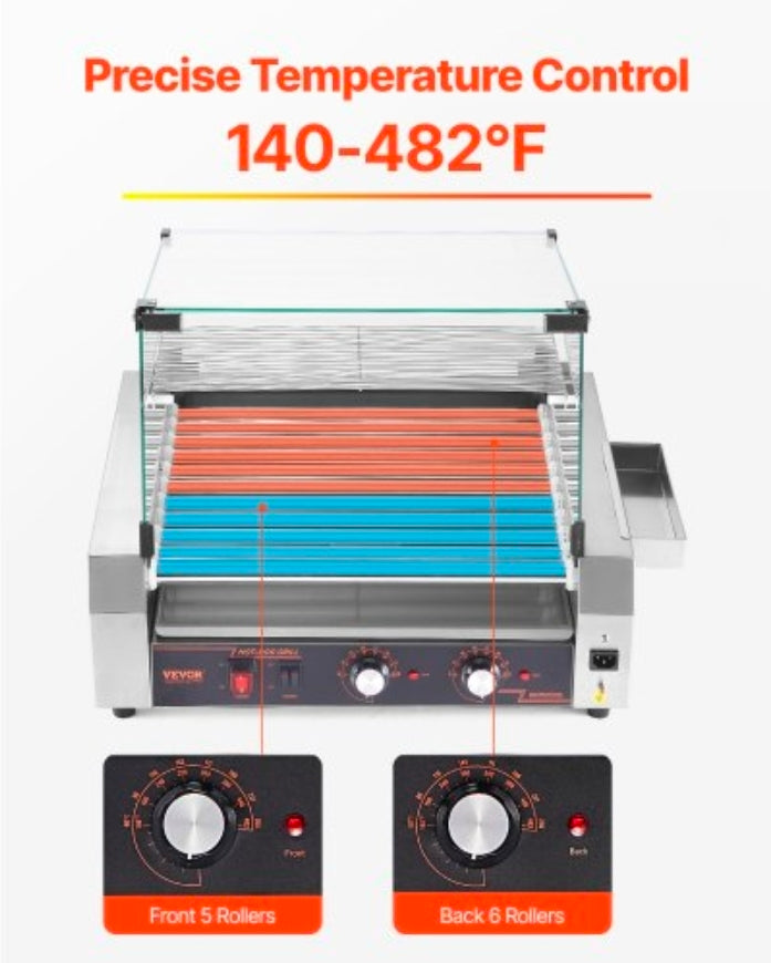 Vevor Hot Dog Roller – 11 Rollers, Cooks 30 Hot Dogs